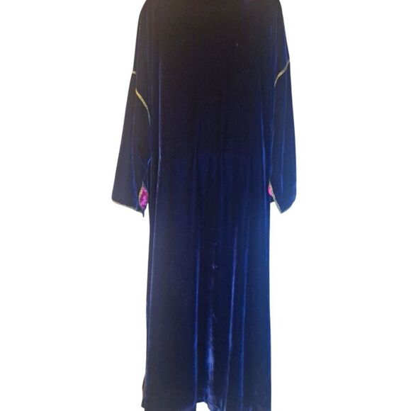 Soft Surroundings label noir blue velvet, lined caftan robe duster 2X - Picture 3 of 11